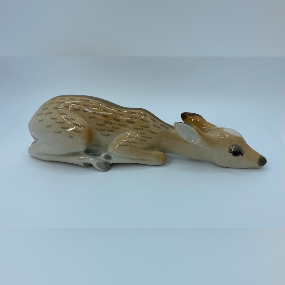 Beautiful Vintage USSR Russian Lomonosov Porcelain Doe Fawn Deer Figurine 2003